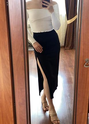 Міді-спідниця з акцентним вирізом (кофта також в наявності)