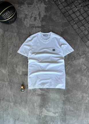 Чоловіча футболка stone island | базова біла футболка стон айленд