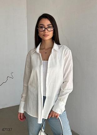 Льняная женская рубашка прямого кроя5 фото