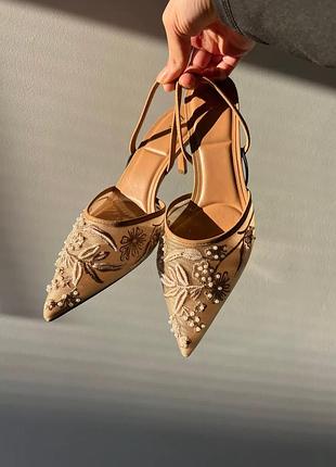 Туфли мюли с вышивкой zara