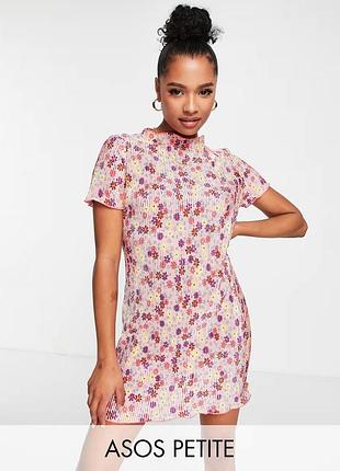Оригинальное мини платье плиссе asos design, m/l