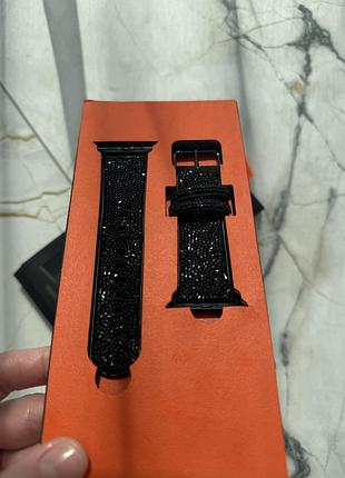 Ремінець для apple watch 42mm 44mm 45mm з блискітками люкс виконання чорний браслет