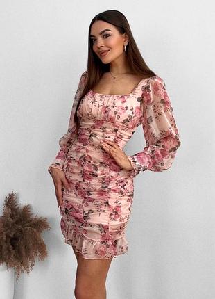 Нарядна рожева сукня, коктейльне плаття, ніжна сукня