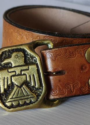 Байкерский вестерн кожаный ремень vintage navajo thunderbird