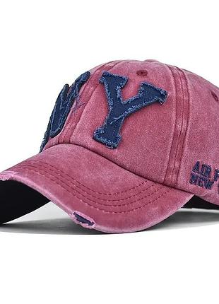 Стильная кепка бейсболка унисекс ny бордо, размер 56-58