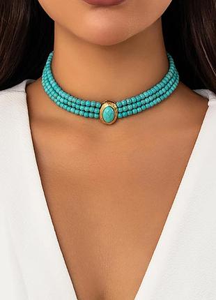 Колье ожерелье чокер женский бирюза новое