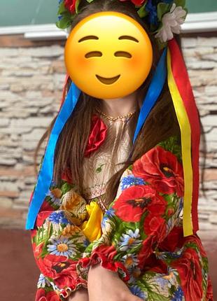 Ексклюзивне дитяче плаття в українському стилі + вінок, ріст 110–128