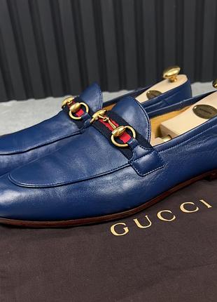 Gucci horsebit web brixton jordaan loafers blue чоловічі туфлі лофери оригінал 43.5 eur