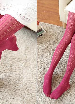 Ажурні колготки вишневі 8805 універасальний розміром капронки бордові бордо з мереживом винний колір