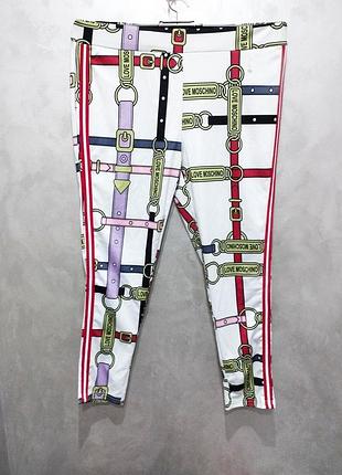 Moschino, made in italy, штаны на лампасах с интересным принтом от люксового бренда