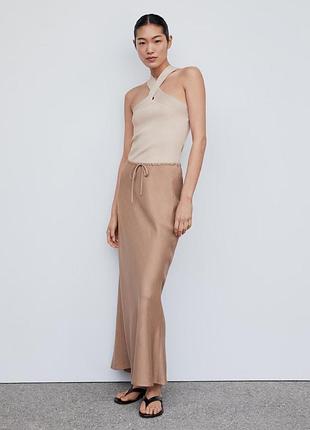 Топ mango літній бежевий в рубчик6 фото