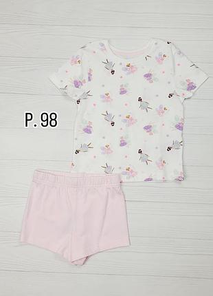 Піжама домашній костюм для дівчинки футболка шорти primark p. 98 2-3 роки