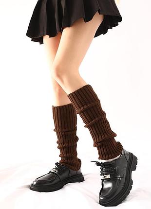 Коричневі гетри в рубчик 5513 довжина 40 см жіночі на дівчинку гольфи без носка до коліна