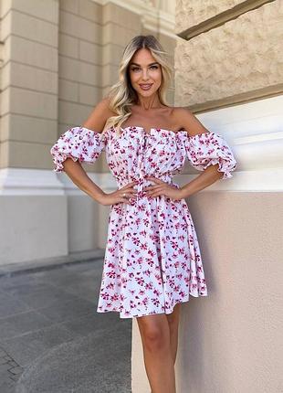 🌈6! шикарное женское платье белое белое белое платье женкое мины мини в цветы принт цветочный