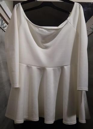 Блуза біла кофта з баскою4 фото