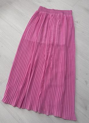 Ніжно рожева шифонова спідниця, юбка в складку