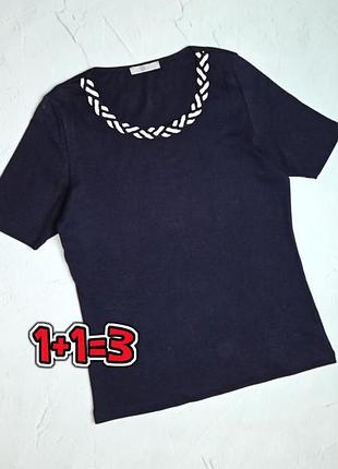 🎁1+1=3** брендовая синяя женская натуральная футболка marks&spencer, размер 44 - 46