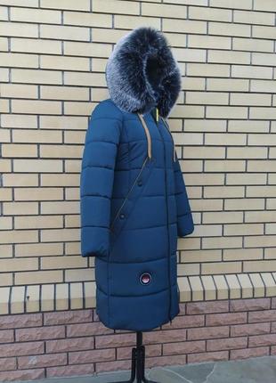 Красивый пуховик, пальто с капюшоном и мехом, отличное качество, размер 54.1 фото