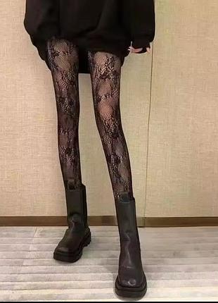 Черные кружевные колготы с абстрактным принтом чулки в сетку чулки колготки ажурные