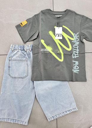 Костюм літній на хлопця футболка та шорти джинсові zara іспанія5 фото