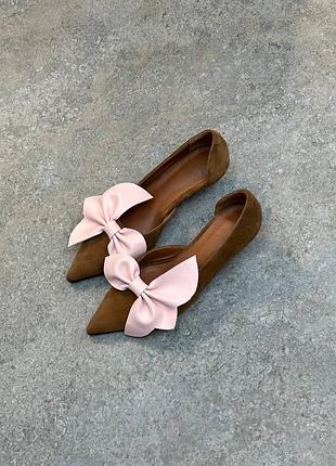 Стильні замшеві вінтажні туфлі човники