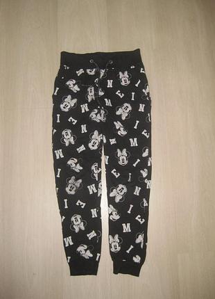 9-10 лет, спортивные штаны disney с минни, черный цвет двунитка