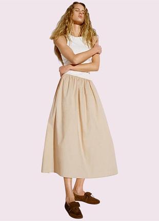 Сукня міді жіноча бавовняна zara l біла бежева