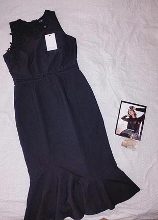 Женское чёрное миди платье, женская одежда