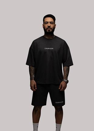 Чоловічий набір oversize (футболка+шорти) calvin hm0hm00533 klein