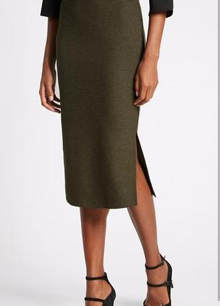 M&s трикотажная миди юбка с боковым разрезом