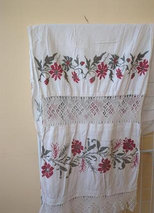 Длинное полотенце старинное, вышитое крестиком