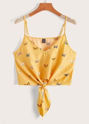 Топ майка на бретелях літо з метеликами жіночий розмір s-m