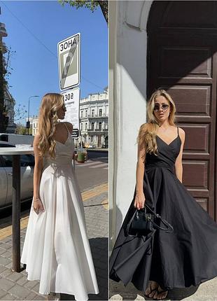 Платье на бретелях, сарафан платье коттон с открытой спиной макси, длинное платье летнее