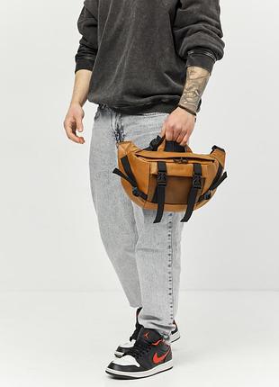 Большая кожаная мужская бананка sambag dynamicdart рыжая5 фото