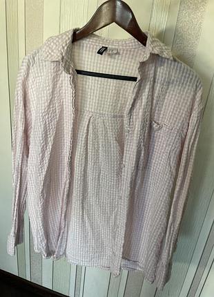 Рубашка, сорочка жіноча у клітинку рожева