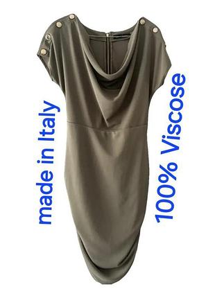 Шикарное коктельное вискозное платье цвета хаки elisabetta franchi per celyn b. made in italy