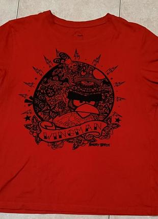 Мужская футболка бренда rovio красная с принтом спереди размера l
