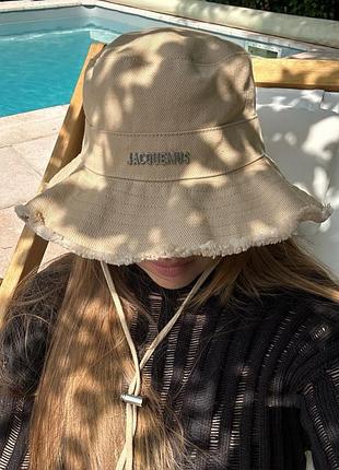 Панама jacquemus бежева чорна бавовна жакмюс