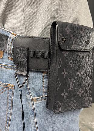 Louis vuitton monogram belt bag eclipse utility pounch 35 mm crossbody сумка на пояс оригинал 3