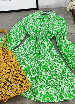 Яскрава бавовняна сукня в зелений принт primark