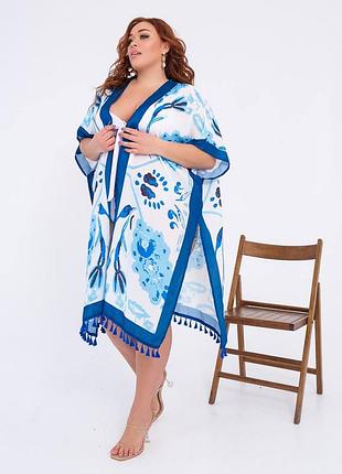 Пляжная туника кисточки узор рисунок вырезы халатик халат греция