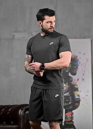 Літній комплект nike grey, літній спортивний комплект, дихаючий літній комплект