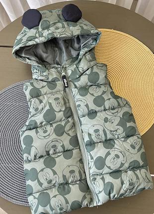 Жилетка від нм для хлопчика зелена міккі h&m 80 86 92 98