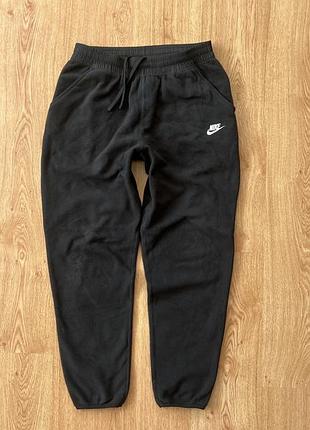 Чорні спортивні штани nike inspired на флісі з нейлоном