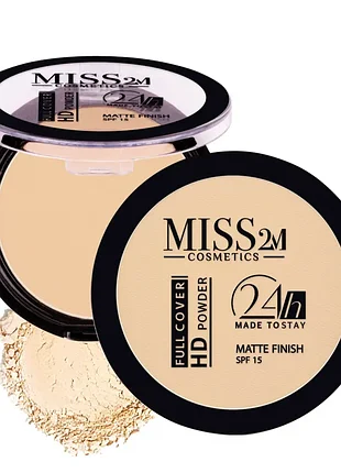 Матирующая компактная пудра с spf 15 miss2m 01, 11 г