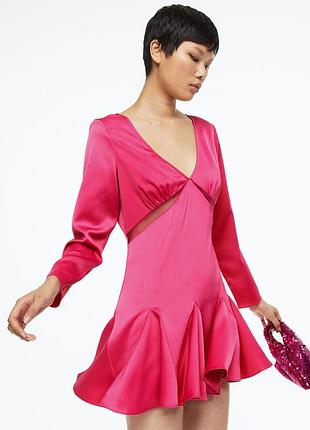 Рожева атласна сукня h&m