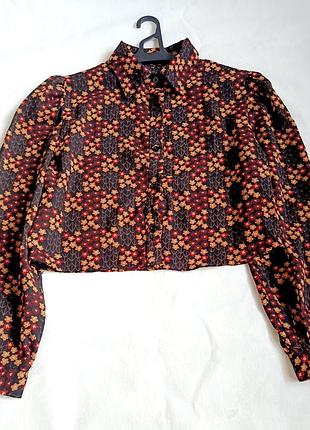 Женская укороченная рубашка блуза