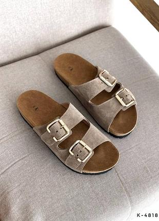 Трендові шльопанці на корковій підошві із двома ремінцями