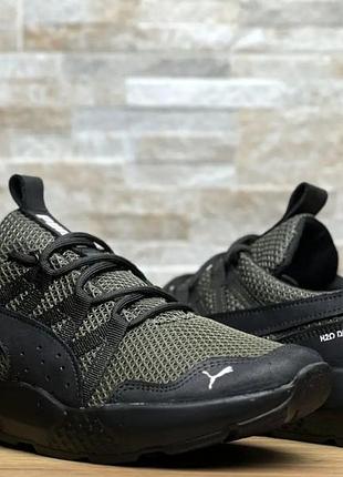 Кроссовки лето натуральная кожа- вставки сетка puma цвет свинца