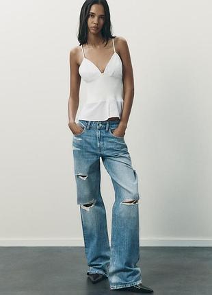 Джинси жіночі блакитні з подертостями zara new